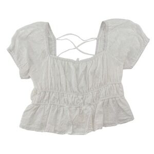 Altar'd State White Crop Top Festival Large Country Cottage Core Boho Chic Large